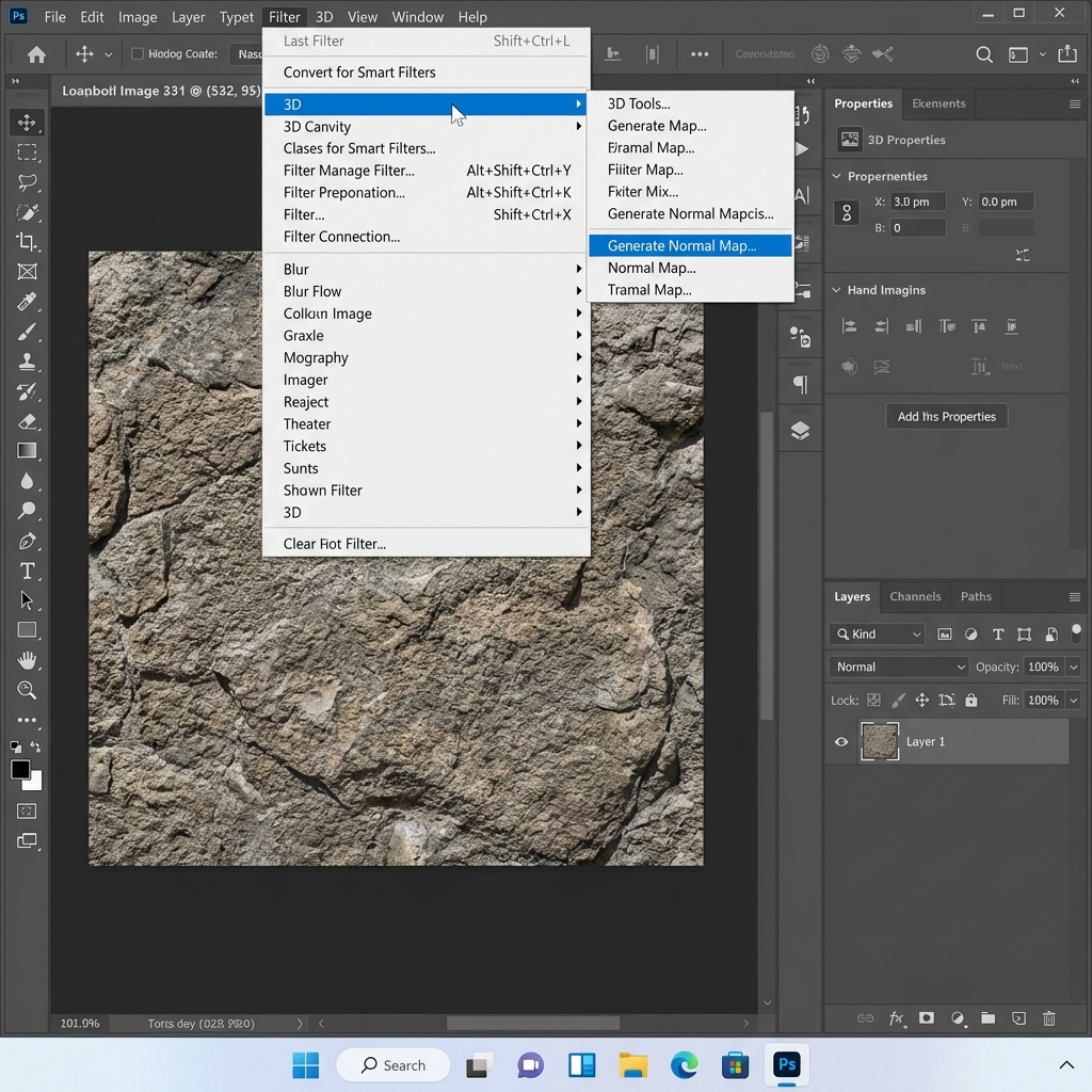 Photoshop Menu Filter 3D Generate Normal Map